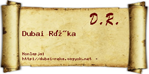 Dubai Réka névjegykártya